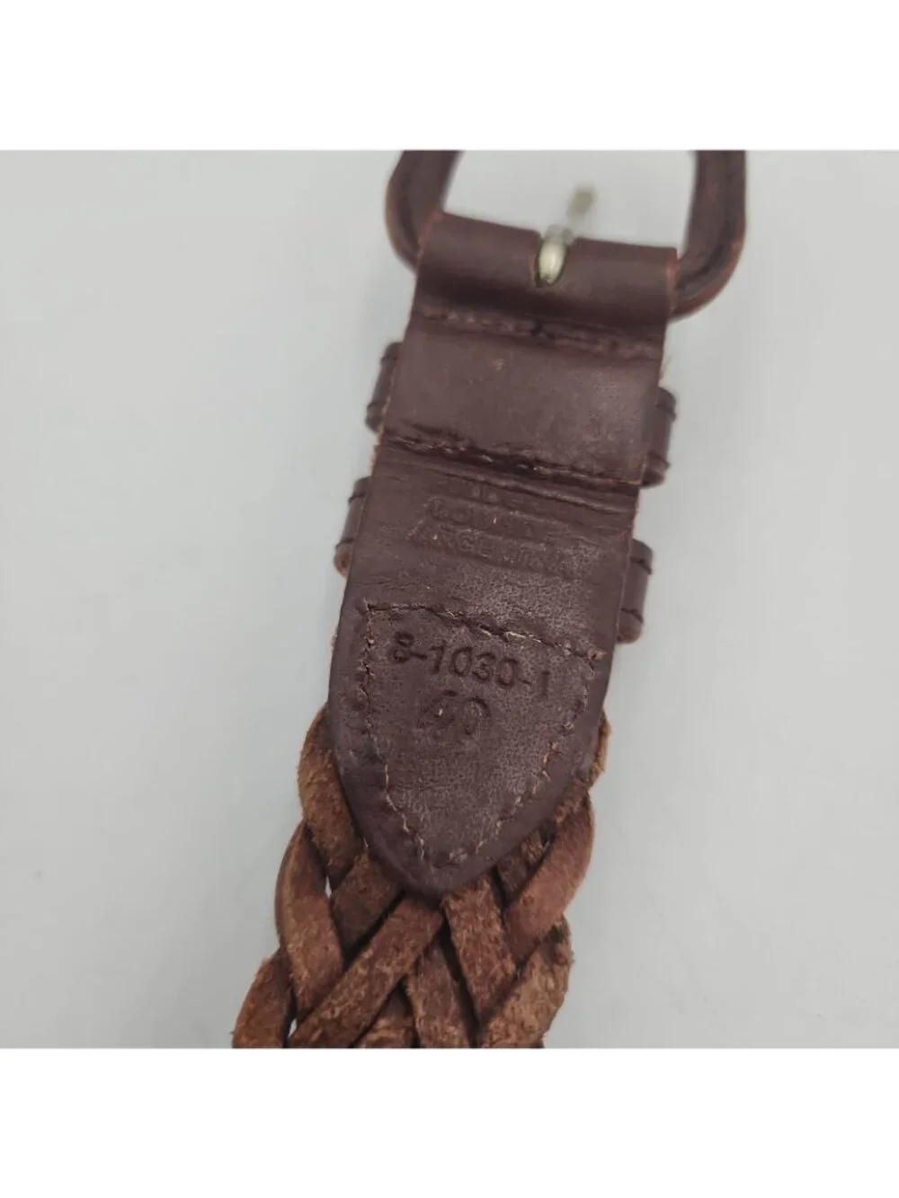 Vintage Braided Leather Belt 40 Brown Distressed 43